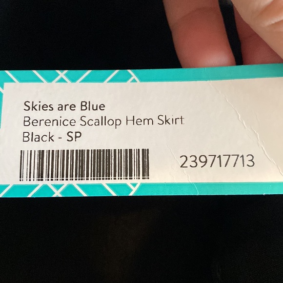 Black scalloped skirt with pockets. Rayon/nylon blend. Never worn. - Picture 2 of 2